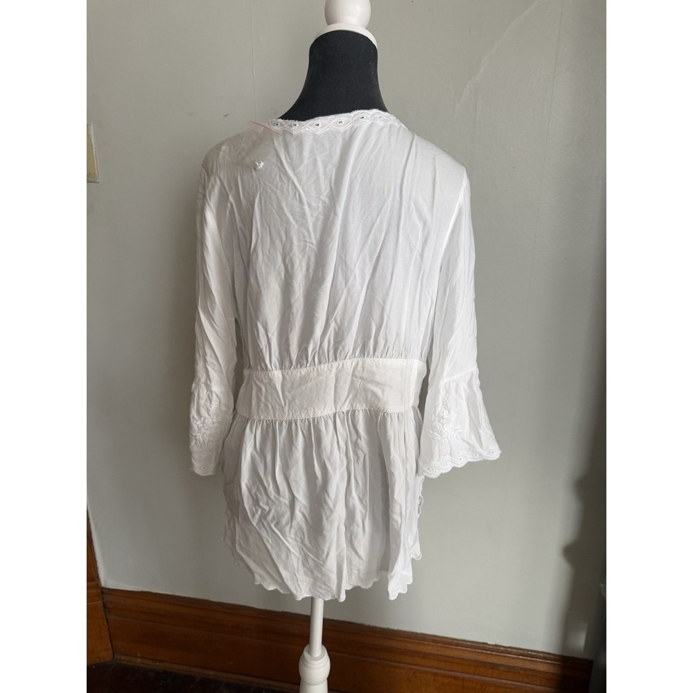 Soft Surroundings Lace Tunic Top Eylet Boho Top M Bell Sleeve Whimsical Fairy M - Picture 7 of 13